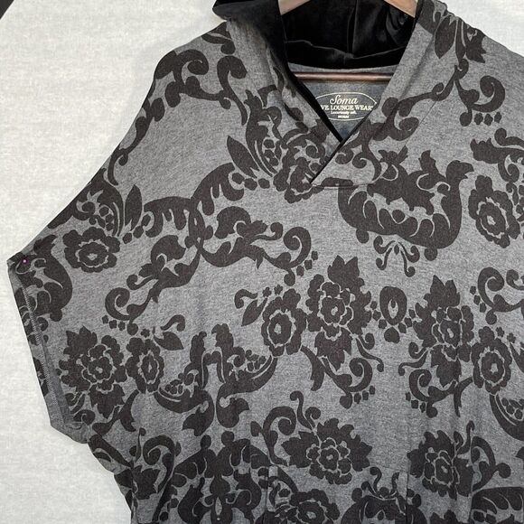 Soma Luxuriously Soft Live Hooded Loungewear Women Size M Gray Floral Batwing - Picture 5 of 12